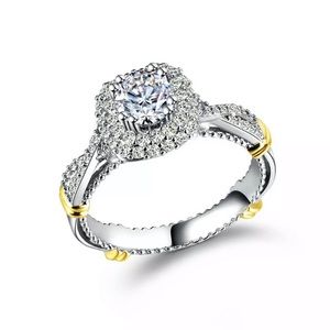 - 🌹 White Sapphire in Crisscross band/Gold: .925 silver